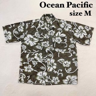 オーシャンパシフィック(OCEAN PACIFIC)の【美品】オーシャンパシフィック　アロハ　半袖シャツ　ハイビスカス柄　Mサイズ(シャツ)