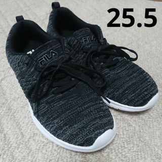 フィラ(FILA)のFILA　スリッポン　ニットスニーカー　黒　25.5cm　リーボック　プーマ(スニーカー)