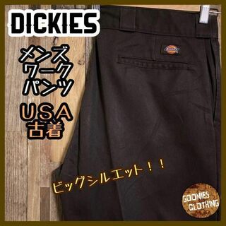 ディッキーズ(Dickies)のディッキーズ メンズ ワーク パンツ ブラウン ロゴ 36 XL USA 古着(ワークパンツ/カーゴパンツ)