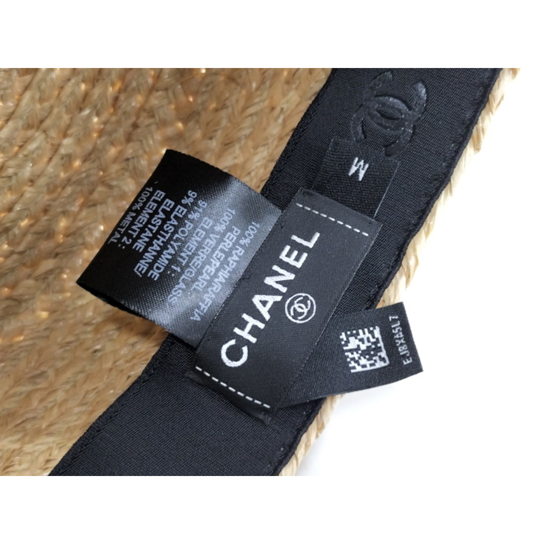 CHANEL - CHANEL キャップ ロゴ ストロー パール ベージュ CHANEL - CHANEL キャップ ロゴ ストロー パール ベージュ