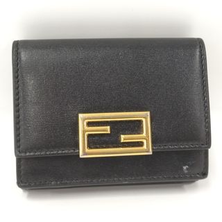 フェンディ(FENDI)のFENDI 三折財布 マイクロ レザー ブラック BM0395-AHMO(財布)