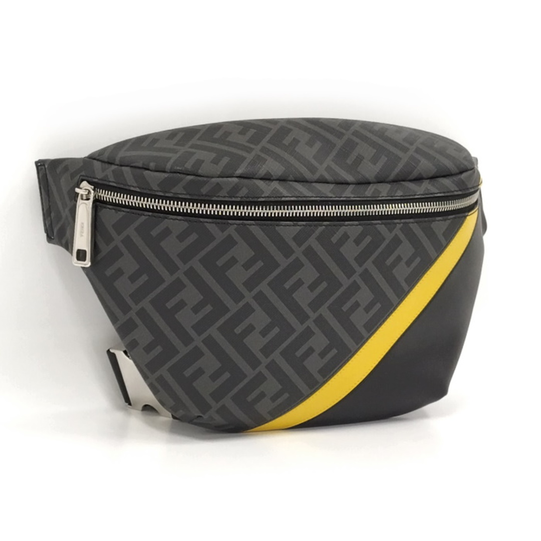 FENDI(フェンディ)のFENDI ダイアゴナル ベルトバッグ ボディバッグ レザー グレー ブラック メンズのバッグ(ボディーバッグ)の商品写真