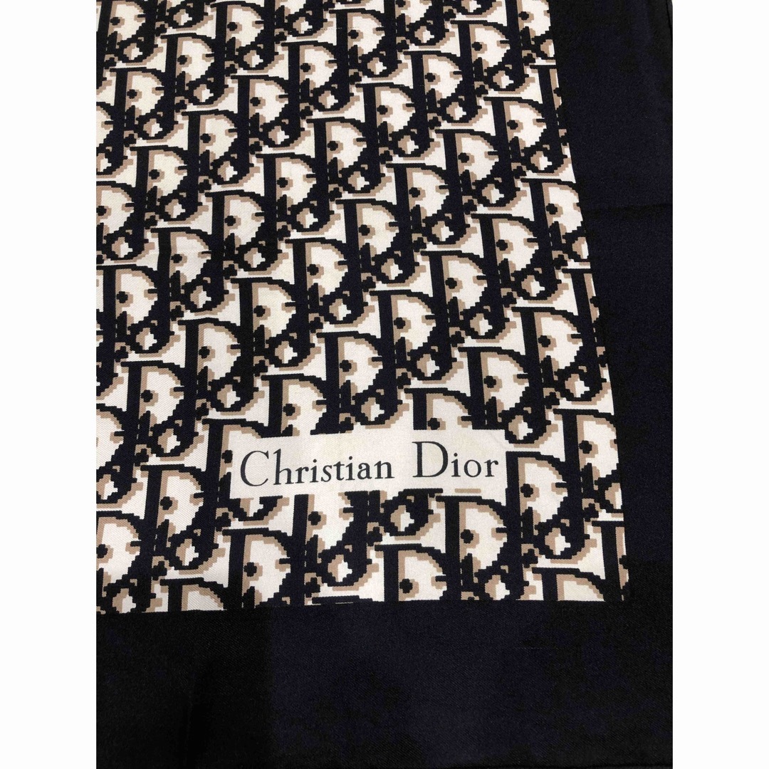 クリスチャンディオール　スカーフ　トロッターシルクブラック🖤　ロゴグラム