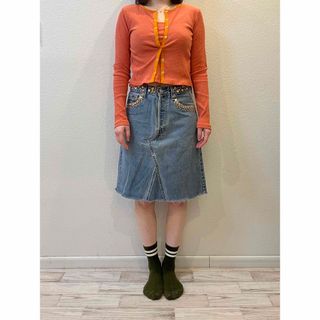 5/31迄☆vintage studs denim skirt(ひざ丈スカート)