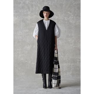 ドゥロワー(Drawer)のDRAWER FALL1 シルクウール ジャガード Vネック ワンピース(ロングワンピース/マキシワンピース)