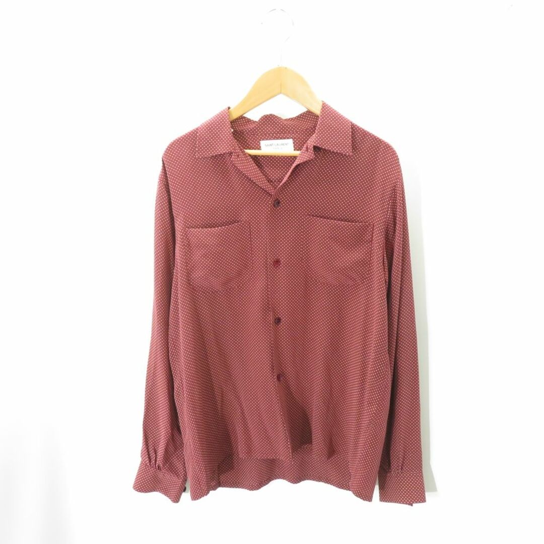 Saint Laurent(サンローラン)のSAINT LAURENT PARIS L/S DOT SILK SHIRT BURGUNDY 397002 Size-38  メンズのトップス(シャツ)の商品写真