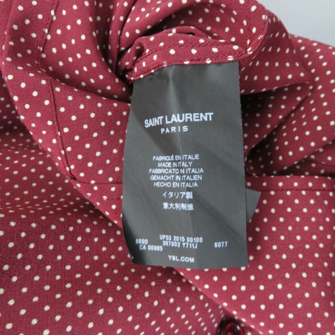 Saint Laurent(サンローラン)のSAINT LAURENT PARIS L/S DOT SILK SHIRT BURGUNDY 397002 Size-38  メンズのトップス(シャツ)の商品写真