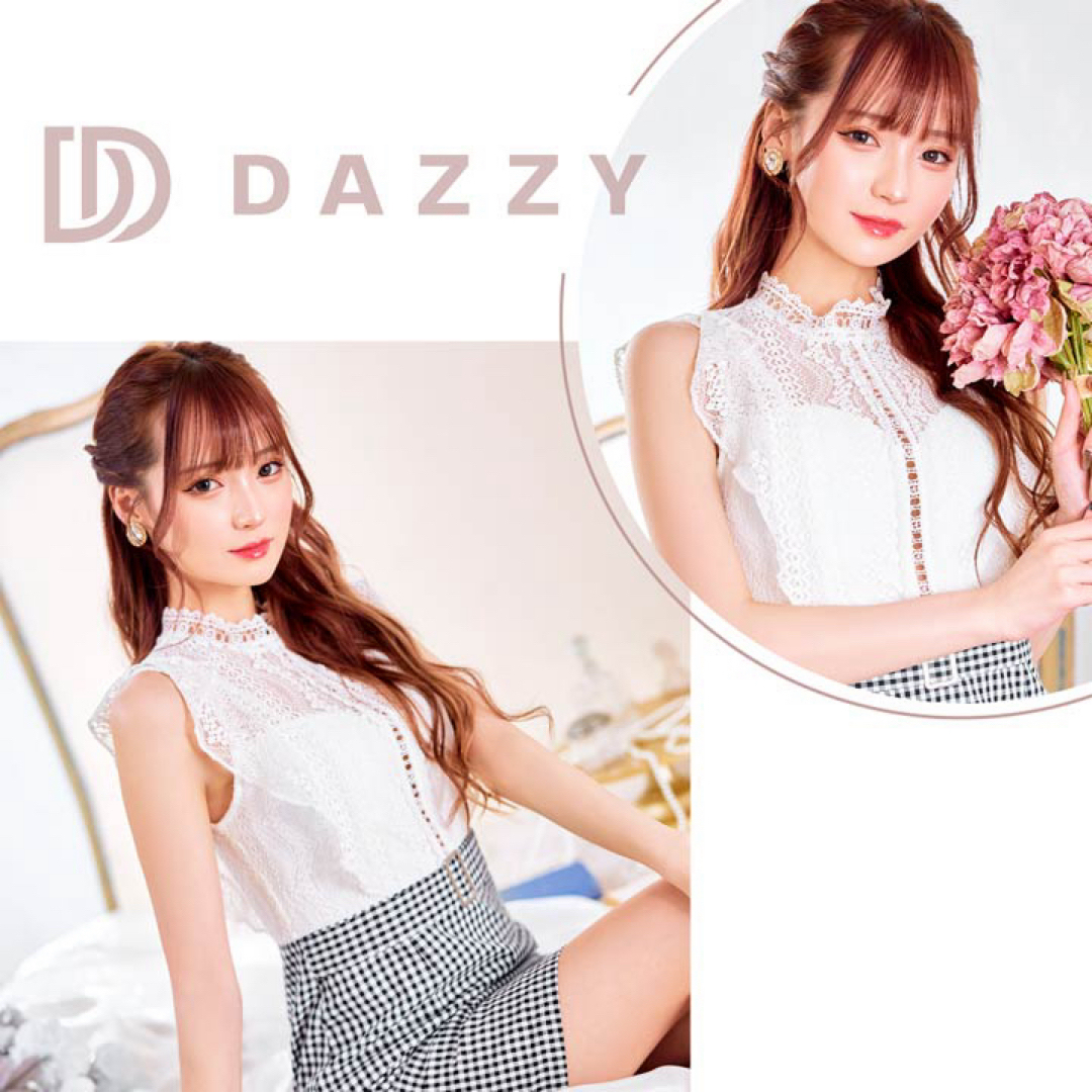 dazzy store(デイジーストア)のキャバ嬢　ギンガムチェックフリルレースタイトミニドレスM レディースのフォーマル/ドレス(ミニドレス)の商品写真