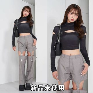 ダーリッチ(Darich)のダーリッチ ニュースペーパーデザイントップス 長袖 Tシャツ ブラック(Tシャツ(長袖/七分))