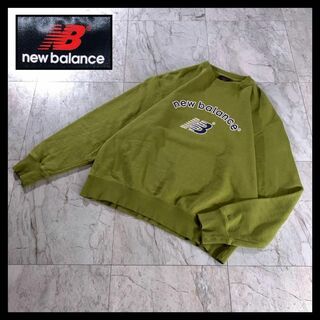 ニューバランス(New Balance)の00s 古着 ニューバランス 短丈スウェット センター アーチロゴ 黄緑 y2k(スウェット)