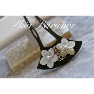髪飾り 桜 かんざし バチ型 螺鈿 真珠母貝 パール B2401084簪(和装小物)