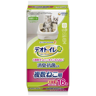 デオトイレ 複数ねこ用 1週間消臭・抗菌シート 大容量 16枚入 1袋(猫)