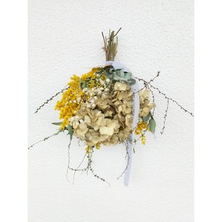 感謝品❁アンティーク紫陽花とミモザのスワッグ(ドライフラワー)