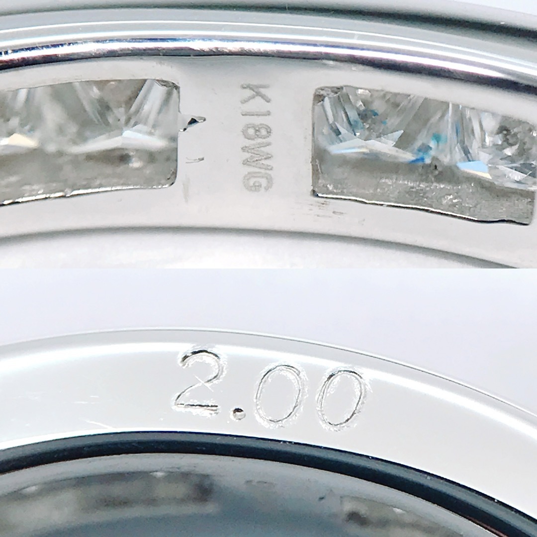 2.00ct プリンセスカット フルエタニティ ダイヤモンドリング K18WG レディースのアクセサリー(リング(指輪))の商品写真