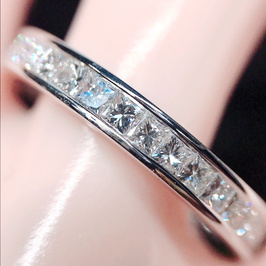 2.00ct プリンセスカット フルエタニティ ダイヤモンドリング K18WG レディースのアクセサリー(リング(指輪))の商品写真