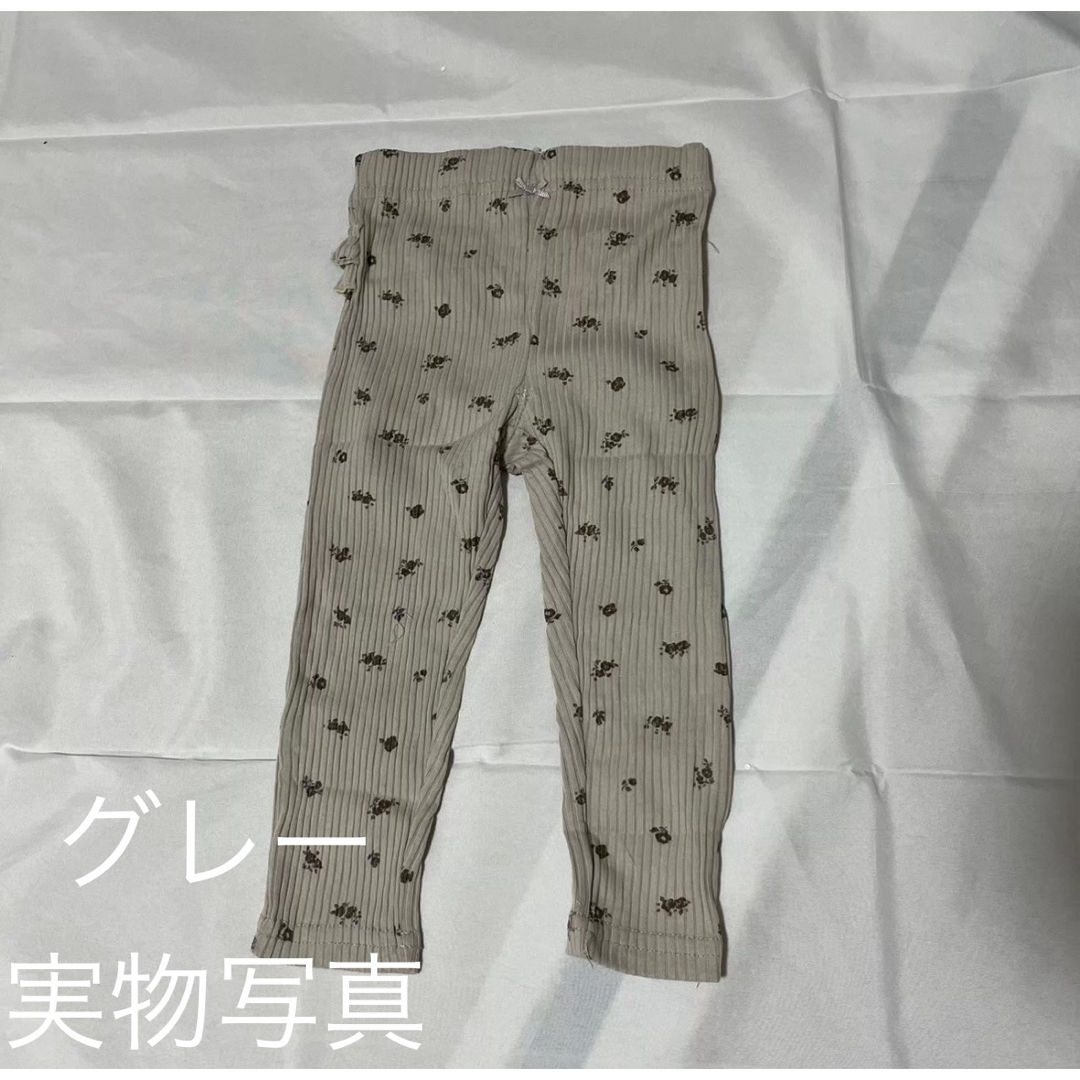 レギンス  子供服  2枚セット  グレー  リブ素材  かわいい  女の子   キッズ/ベビー/マタニティのキッズ服女の子用(90cm~)(パンツ/スパッツ)の商品写真