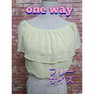 ワンウェイ(one*way)のone way ワンウェイ シアー オフショルダーラップ トップス イエロー(その他)