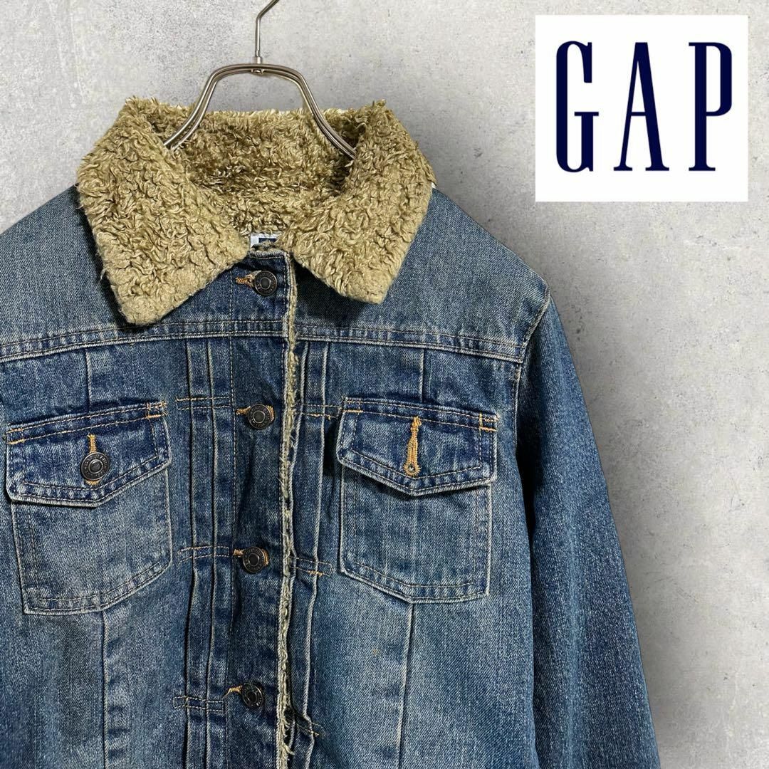 【英国正規品】 GAP UK デニムジャケット インディゴ ボア裏地レディースS レディースのジャケット/アウター(Gジャン/デニムジャケット)の商品写真