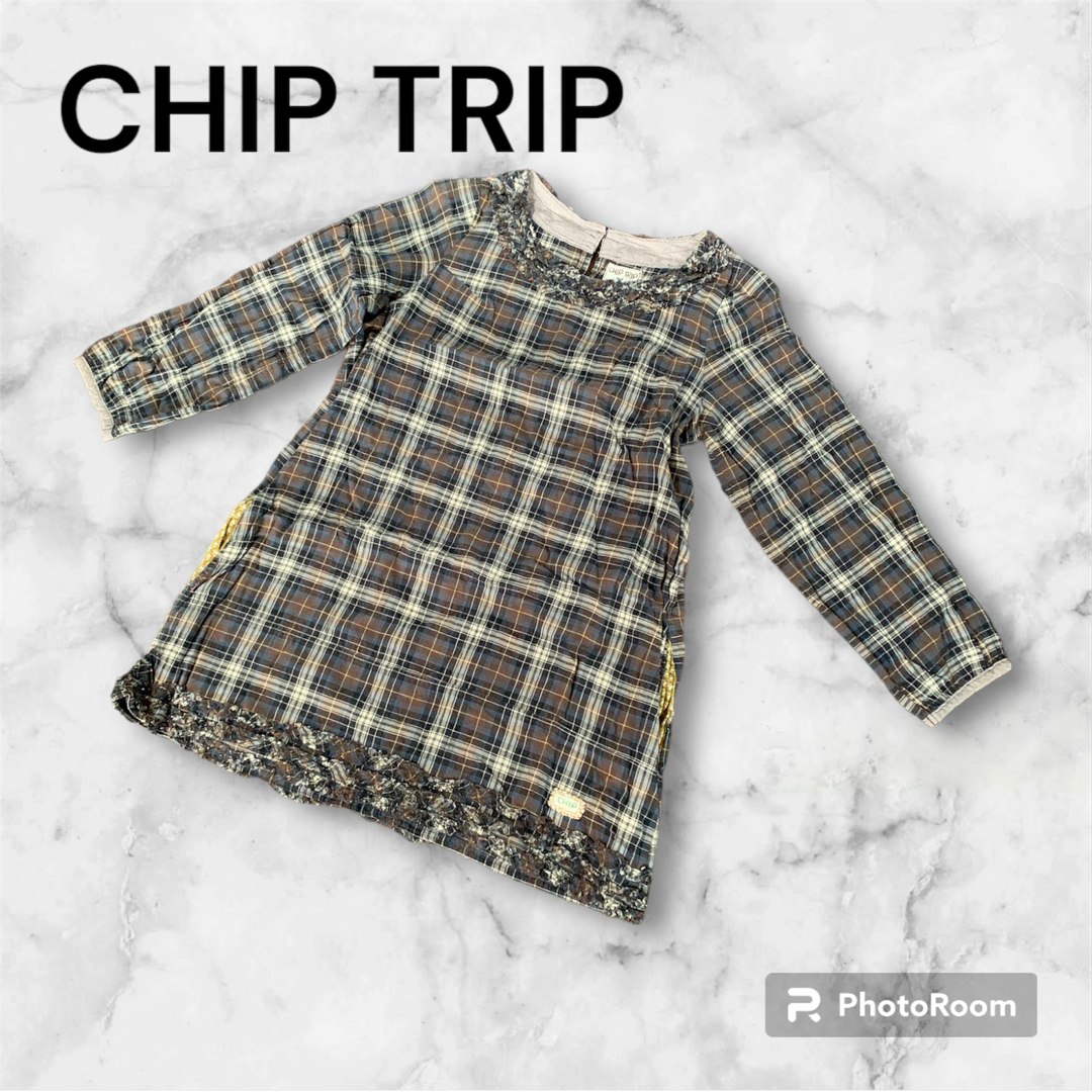 CHIP TRIP(チップトリップ)のキレイめCHIP TRIP長袖チュニックS/チップトリップ ナチュラル チェック レディースのトップス(チュニック)の商品写真