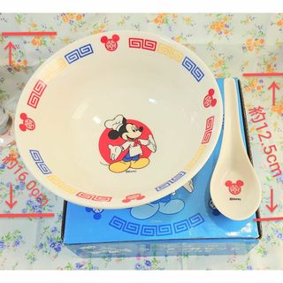 Disney - 未使用[丼ｾｯﾄ]Disney　ミッキーマウスのラーメン丼ｾｯﾄ　レンゲ付き