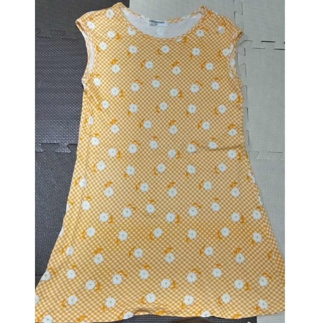 女児　ワンピース　150cm　オレンジ色の花柄 キッズ/ベビー/マタニティのキッズ服女の子用(90cm~)(ワンピース)の商品写真