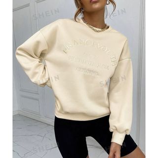 シーイン(SHEIN)のSHEIN プルオーバードロップショルダー ソフト裏起毛トレーナー　Mサイズ(トレーナー/スウェット)