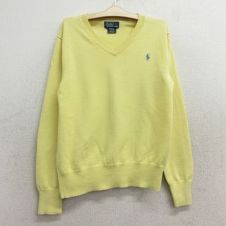 ラルフローレン(Ralph Lauren)の古着 ラルフローレン Ralph Lauren 長袖 ブランド セーター キッズ ボーイズ 子供服 90年代 90s ワンポイントロゴ コットン Vネック 黄 イエロー 23dec21(シャツ/カットソー)