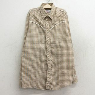 リーバイス(Levi's)の古着 リーバイス Levis 長袖 ウエスタン シャツ キッズ ボーイズ 子供服 80年代 80s USA製 ベージュ他 カーキ チェック 23dec21(シャツ/カットソー)