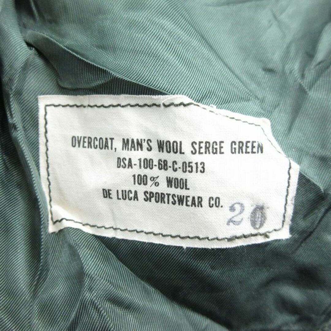 M★古着 長袖 ビンテージ ミリタリー オーバー コート メンズ 60年代 60s ロング丈 ウール USA製 緑 グリーン 23dec21 中古 アウター メンズのジャケット/アウター(ダッフルコート)の商品写真