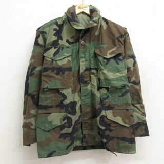 S★古着 長袖 ミリタリー フィールド ジャケット メンズ 80年代 80s M-65 ウッドランドカモ USA製 濃緑他 グリーン 迷彩 23dec28 中古 アウター フライト(ダッフルコート)