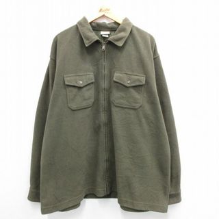 エルエルビーン(L.L.Bean)のXL★古着 エルエルビーン LLBEAN 長袖 フリース ジャケット メンズ 00年代 00s 大きいサイズ ロング丈 緑系 グリーン 23dec26 中古 アウター(ダッフルコート)