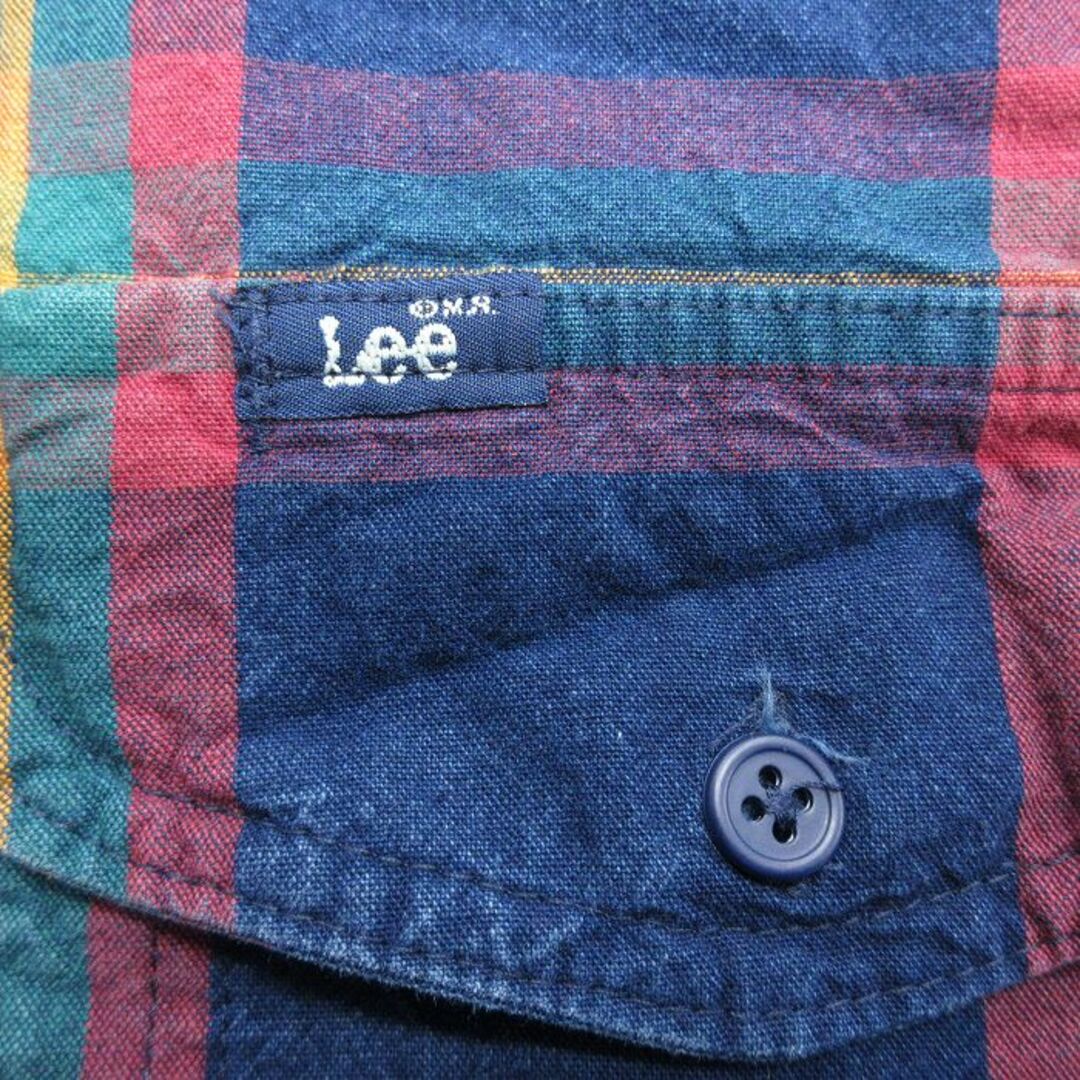 Lee(リー)のXL★古着 リー Lee 長袖 ブランド シャツ メンズ 90年代 90s 大きいサイズ ロング丈 コットン USA製 紺他 ネイビー チェック 23dec21 中古 トップス メンズのトップス(シャツ)の商品写真