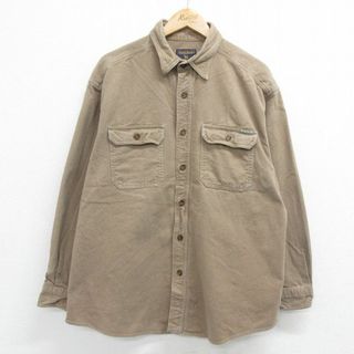 ウールリッチ(WOOLRICH)のXL★古着 ウールリッチ WOOLRICH 長袖 ヘビー フランネル シャツ メンズ 大きいサイズ コットン 濃ベージュ カーキ 23dec21 中古 トップス(シャツ)