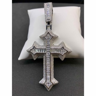 超BIG ロザリオ 十字架 ジルコニア クロス ブリンブリンネックレス シルバー(ネックレス)