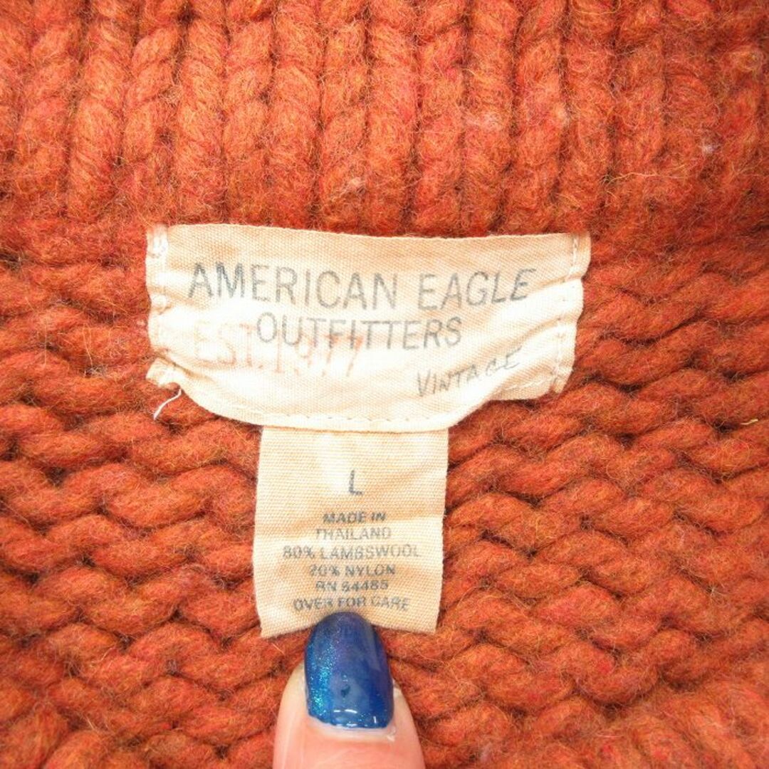 American Eagle(アメリカンイーグル)のXL★古着 アメリカンイーグル American Eagle 長袖 セーター メンズ 大きいサイズ ウール クルーネック 茶他 ブラウン 23dec22 中古 ニット トップス メンズのトップス(ニット/セーター)の商品写真