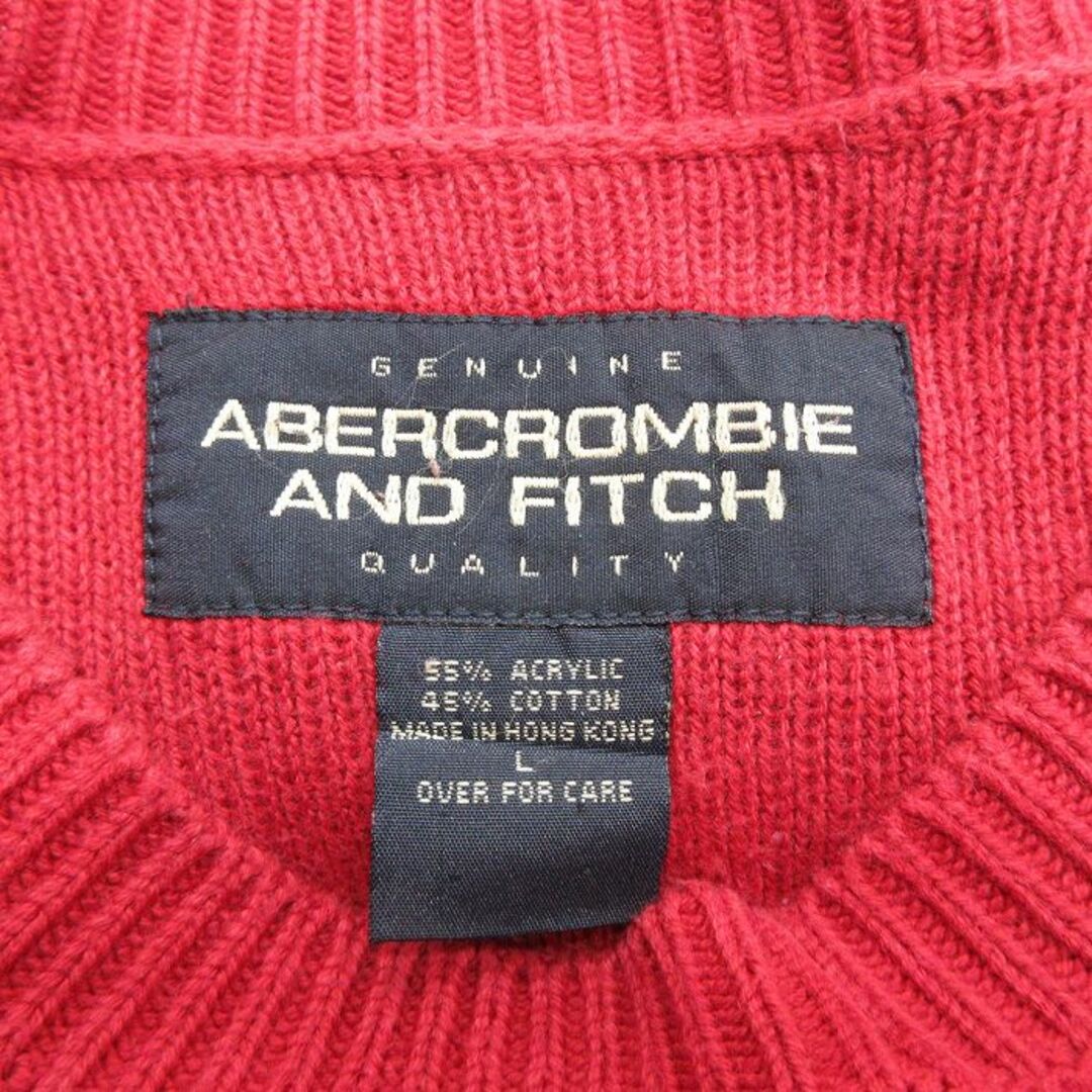 Abercrombie&Fitch(アバクロンビーアンドフィッチ)のL★古着 アバクロンビー Abercrombie&fitch 長袖 セーター メンズ 90年代 90s ツートンカラー クルーネック 赤他 レッド 23dec23 中古 ニット トップス メンズのトップス(ニット/セーター)の商品写真