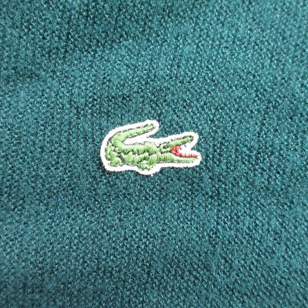 LACOSTE(ラコステ)のXL★古着 ラコステ LACOSTE IZOD 長袖 ブランド セーター メンズ 80年代 80s ワンポイントロゴ アクリル Vネック 緑 グリーン 23dec26 中古 ニット トップス メンズのトップス(ニット/セーター)の商品写真