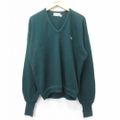 XL★古着 ラコステ LACOSTE IZOD 長袖 ブランド セーター メンズ 80年代 80s ワンポイントロゴ アクリル Vネック 緑 グリーン 23dec26 中古 ニット トップス