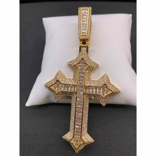 超BIG ロザリオ 十字架 ジルコニア クロス ブリンブリンネックレス ゴールド(ネックレス)