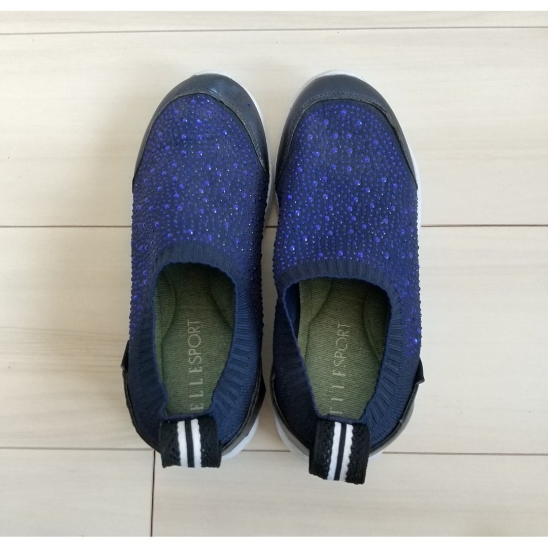 （269）ELLE SPORT ブルー ビジューシューズ（23.5cm） レディースの靴/シューズ(その他)の商品写真