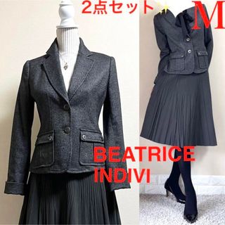 INDIVI - M スーツ！BEATRICE ジャケット　インディヴィ　エコスエード　スカート