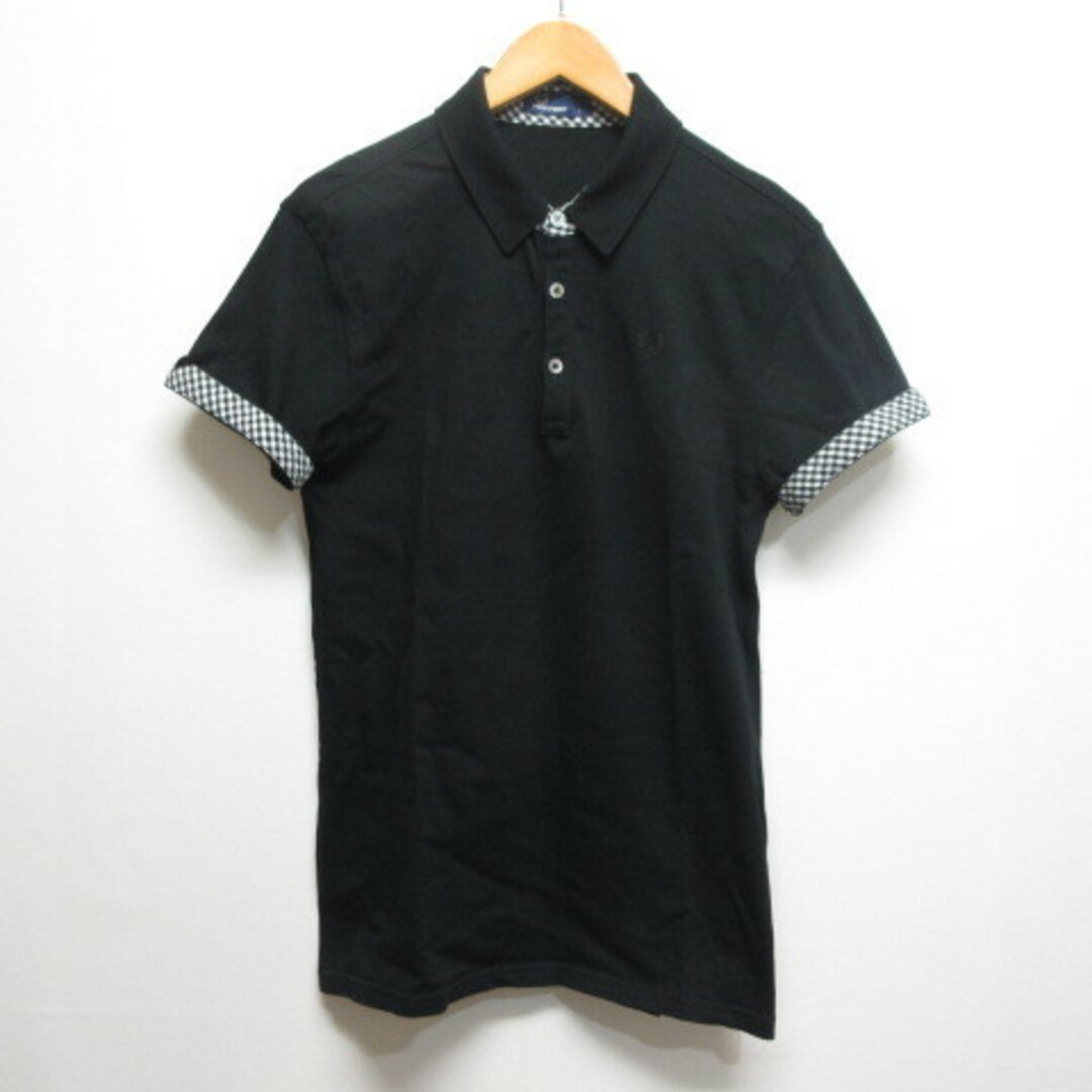 FRED PERRY - フレッドペリー 半袖 ポロシャツ L 黒 ロゴ刺繍 一 FRED PERRY - フレッドペリー 半袖 ポロシャツ L 黒 ロゴ刺繍 一