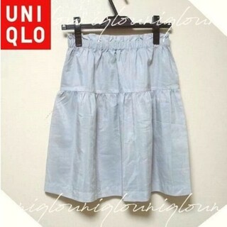 ユニクロ(UNIQLO)のユニクロ　フレアミニスカート　きれいなグレー裏地付き♪春夏(ミニスカート)