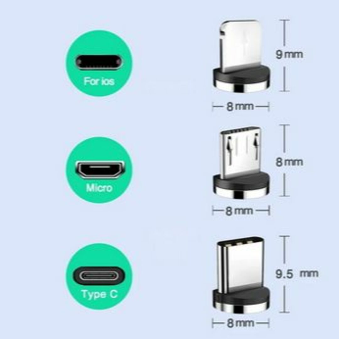 kidd様専用です　マグネット式充電コード用端子9個セット スマホ/家電/カメラのスマートフォン/携帯電話(バッテリー/充電器)の商品写真