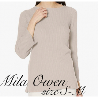 ミラオーウェン(Mila Owen)の《MilaOwen》オーガニックコットン　リブ　トップス　七分丈　カットソー　春(ニット/セーター)