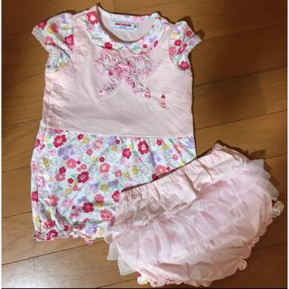 ミキハウス(mikihouse)のミキハウス70 女の子セット　ロンパース　かぼちゃパンツ　レギンス(ロンパース)