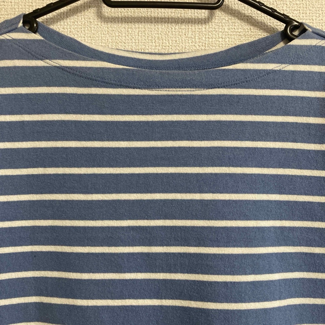 UNIQLO(ユニクロ)のユニクロ　ボーダーTシャツ　ブルー　Mサイズ　長袖　レディース　トップス レディースのトップス(Tシャツ(長袖/七分))の商品写真