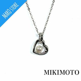 ミキモト(MIKIMOTO)の【美品】MIKIMOTO 真珠 パール 一粒 ハート シルバー ネックレス(ネックレス)