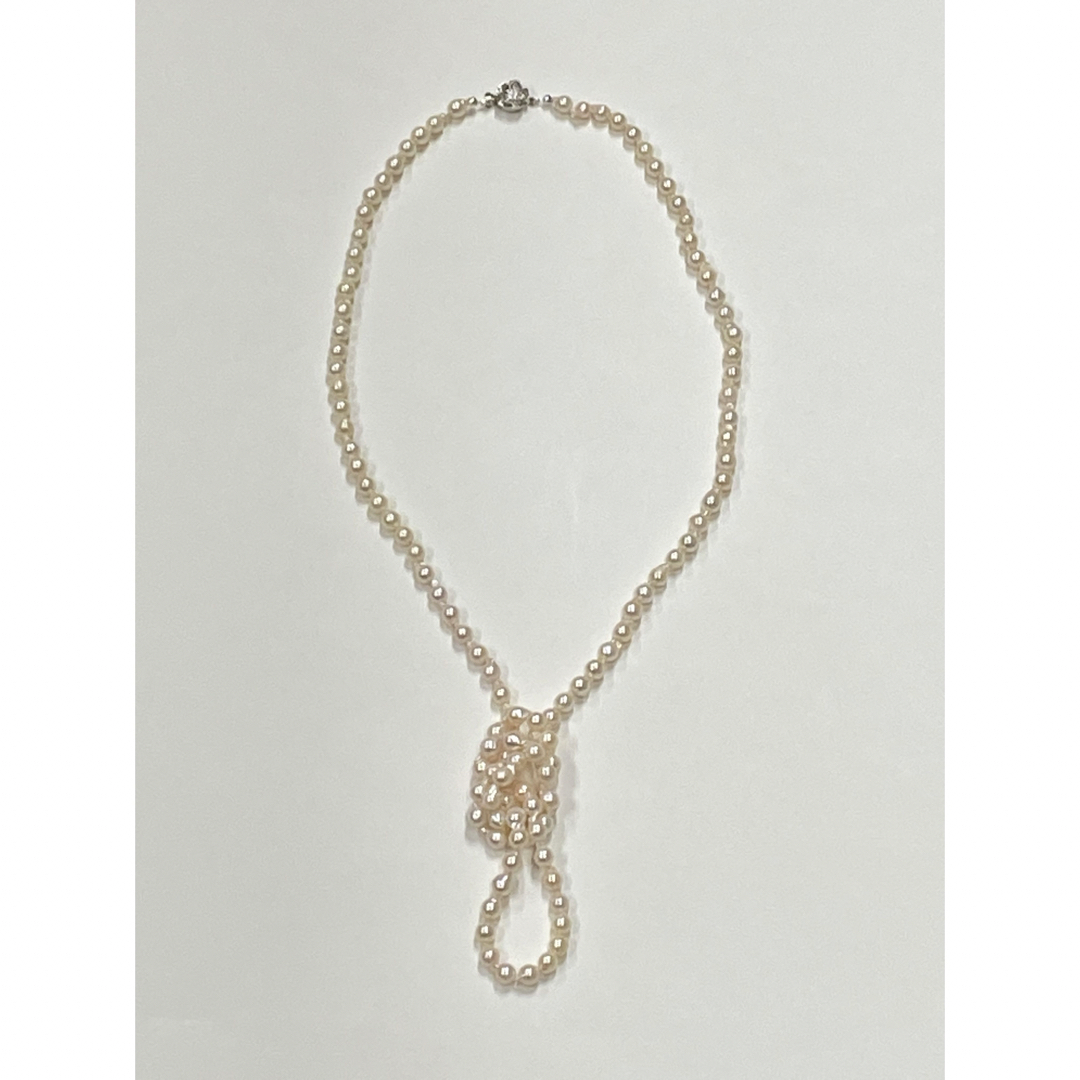 バロックあこや真珠ロングネックレス シルバー925金具100㎝ ハンドメイドのアクセサリー(ネックレス)の商品写真