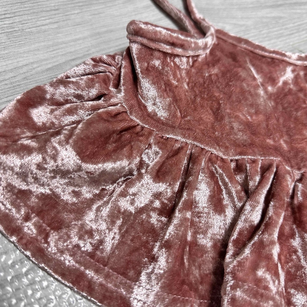 しまむら(シマムラ)のバースデー ワンピース キャミワンピ風 ピンク キッズ/ベビー/マタニティのベビー服(~85cm)(ワンピース)の商品写真